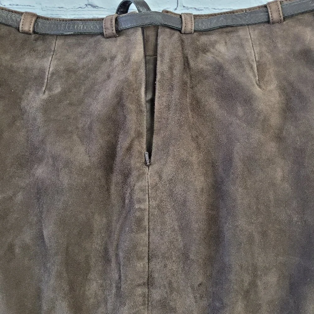 INC International Concept Woman’s brown genuine suede leather skirt size 6 - Picture 7 of 13